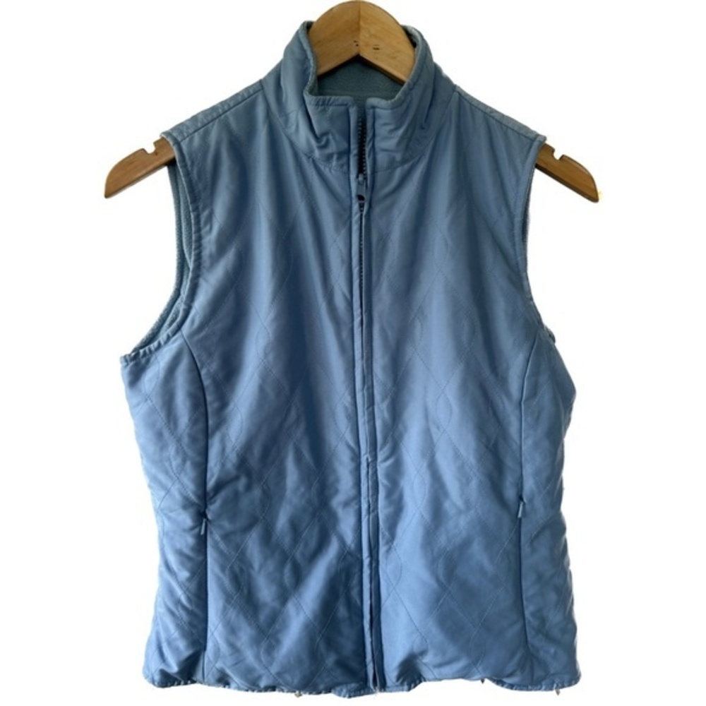 Aureus Reversible Blue Lightweight Fleece Quilted Golf Vest Athleisure S